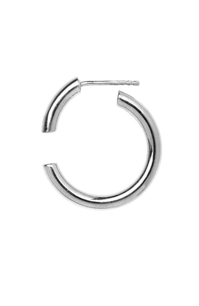 Shop Maria Black Disrupted Hoop Earring In High Polished Silver