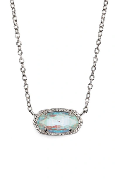 Shop Kendra Scott Elisa Birthstone Pendant Necklace In Rhodium Dichroic Glass