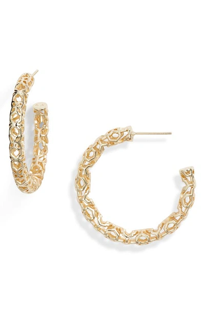 Shop Kendra Scott Maggie Medium Hoop Earrings In Gold Filigree