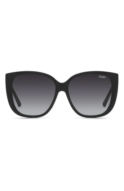 Shop Quay Ever After 59mm Cat Eye Sunglasses In Matte Black/ Smoke