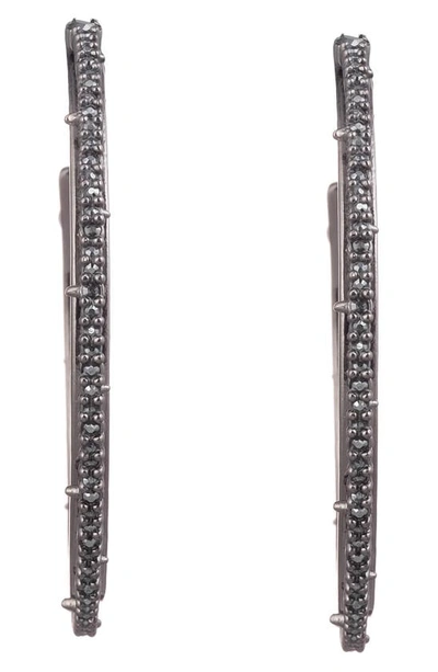 Shop Alexis Bittar Floral Noir Crystal Spiked Hoop Earrings In Black