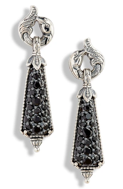 Shop Konstantino Circe Black Spinel Drop Earrings In Silver