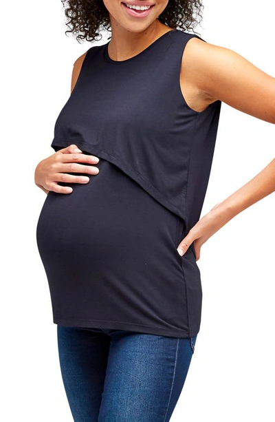 Shop Nom Maternity Sophia Maternity/nursing Tank Top In Black