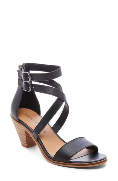 Shop Lucky Brand Ressia Double Ankle Strap Sandal In Black Leather