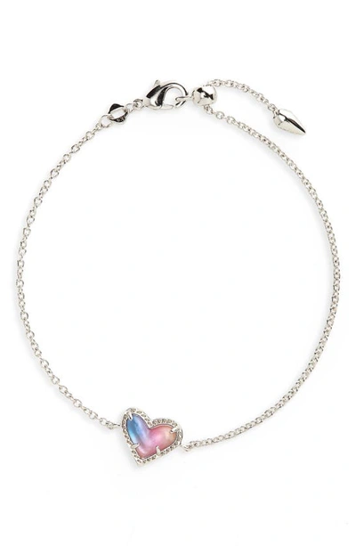 Shop Kendra Scott Ari Heart Charm Bracelet In Rhod Watercolor Illusion