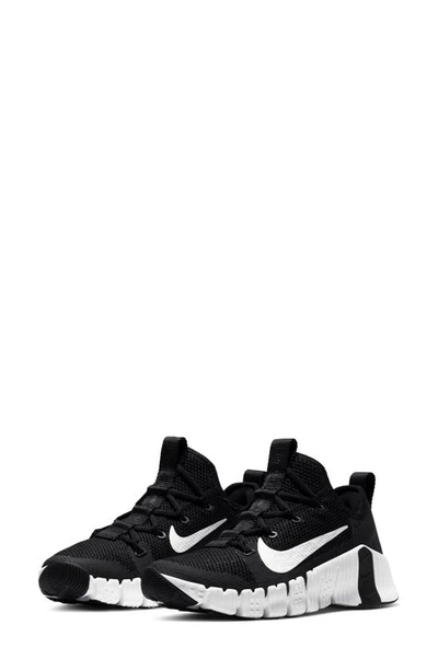 Shop Nike Free Metcon 3 Training Shoe In Black/ White/ Volt