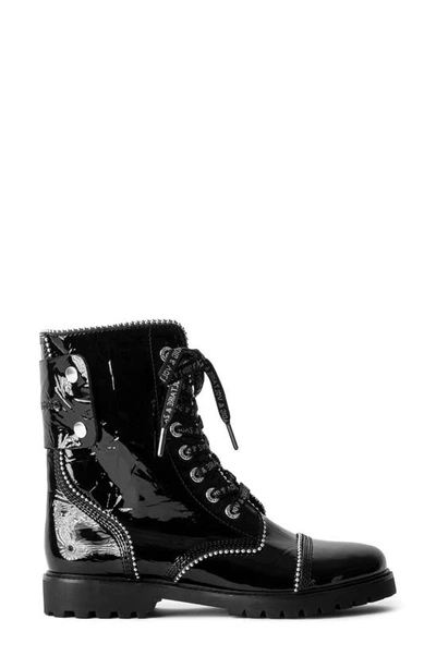 Shop Zadig & Voltaire Zadig & Voltraire Joe Patent Combat Boot In Black