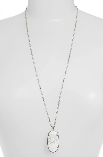 Shop Kendra Scott Reid Long Faceted Pendant Necklace In Rhod White Howlite