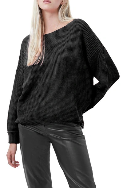 Shop French Connection Millie Mozart Waffle Knit Sweater In Black