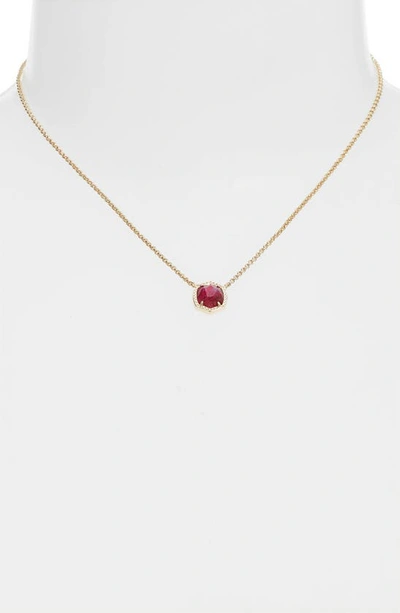 Shop Kendra Scott Davie Pendant Necklace In Gold Raspberry Labradorite