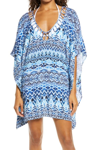 Shop La Blanca Oasis Ikat Tunic Cover-up In Blue