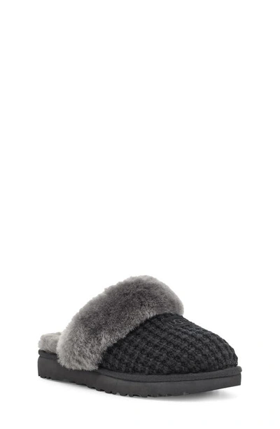 Shop Ugg Cozy Knit Genuine Shearling Slipper In Black Knit