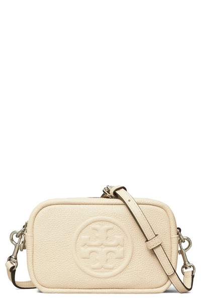 Tory Burch Perry Bombe leather Top double zip floral Crossbody Bag