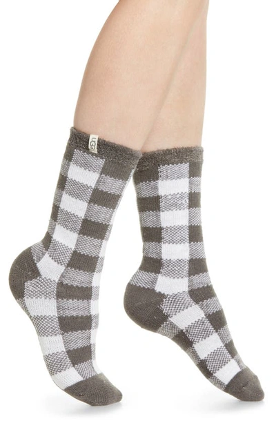 Shop Ugg Vanna Check Fleece Lined Socks In Charcoal / White