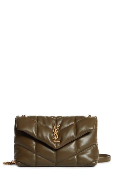 Shop Saint Laurent Toy Loulou Puffer Quilted Leather Crossbody Bag In Seaweed