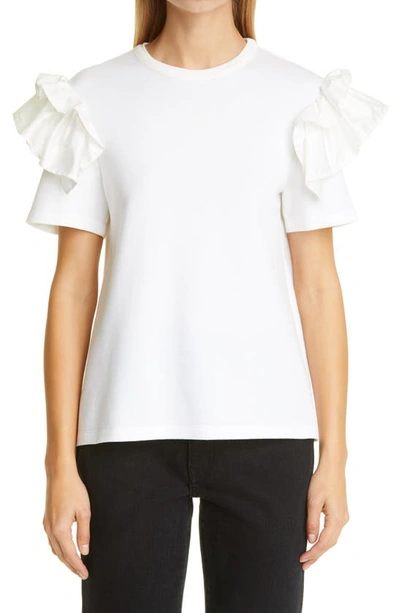 Shop Adeam Ruffle T-shirt In White