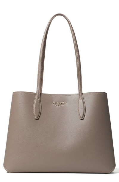 Shop Kate Spade All Day Large Leather Tote In Mineral Grey