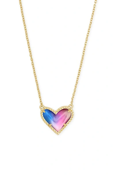 Shop Kendra Scott Ari Heart Pendant Necklace In Gold Watercolor Illusion