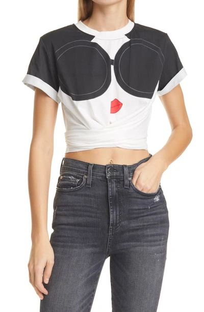 Shop Alice And Olivia Jasper Roll Tie Back T-shirt In Great Stace