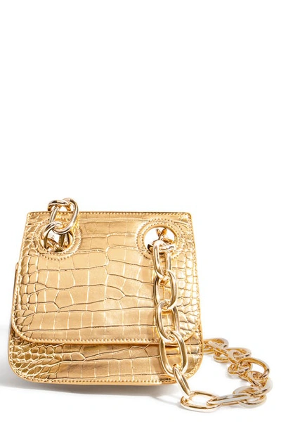 Shop House Of Want We Are Original Vegan Leather Shoulder Bag In Gold Croco