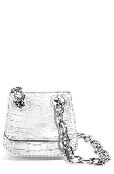 Shop House Of Want We Are Original Vegan Leather Shoulder Bag In Silver Croco