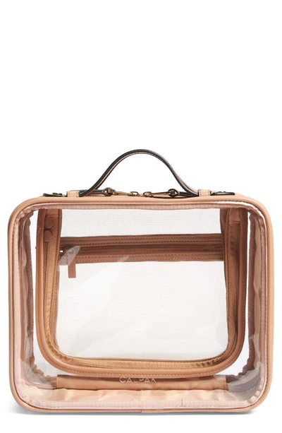 Shop Calpak Clear Cosmetics Case In Caramel