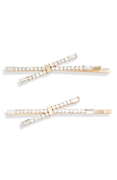 Shop 8 Other Reasons Caviar 2-pack Crystal Hair Clips In Gold