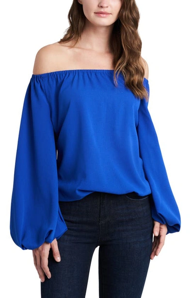 Shop Vince Camuto Off The Shoulder Bubble Sleeve Top In Royal Deep
