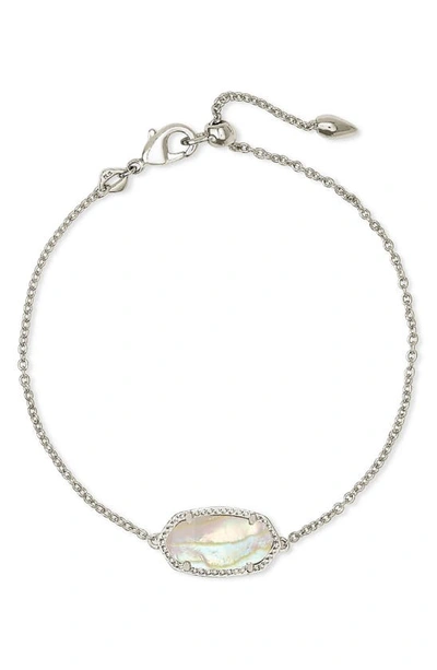 Shop Kendra Scott Elaina Slide Bracelet In Rhodium Iridescent Abalone