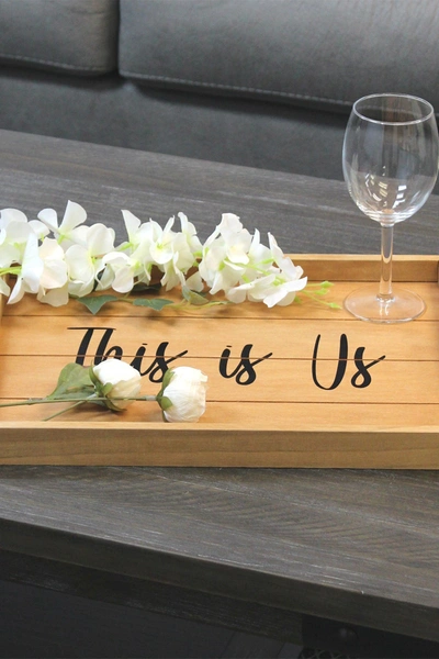 Lalia Home Elegant Designs Decorative Wood Serving Tray With Handles In Natural Wood