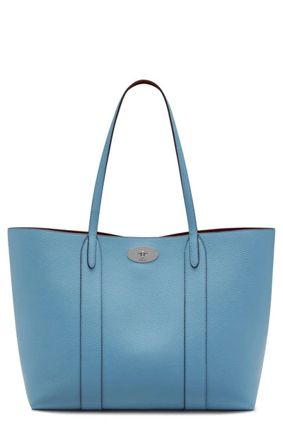 Shop Mulberry Small Bayswater Leather Tote In Pale Slate