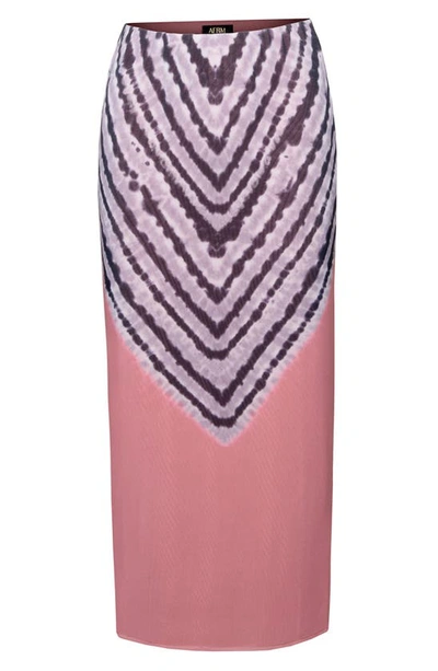 Shop Afrm Felix Print Skirt In V-placement Tan Tie Dye