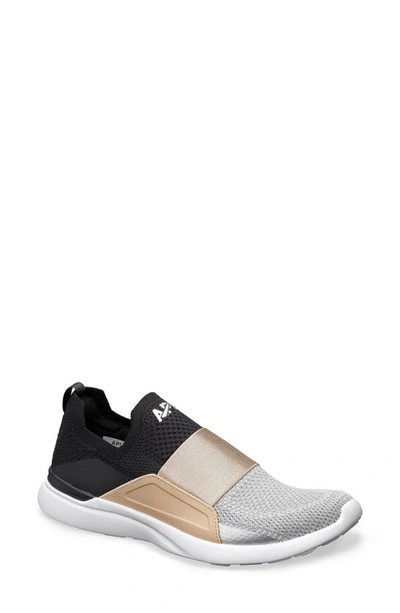 Shop Apl Athletic Propulsion Labs Techloom Bliss Knit Running Shoe In Black/ Champagne/ Silver