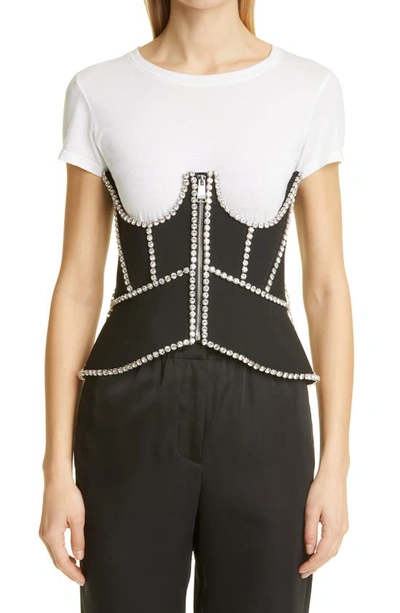 Shop Area Crystal Stitched Cutout Corset In Black