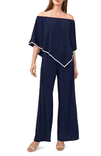 Shop Chaus Popover Off The Shoulder Jumpsuit In Navy