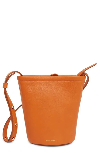 Shop Mansur Gavriel Mini Leather Zip Bucket Bag In Arancio