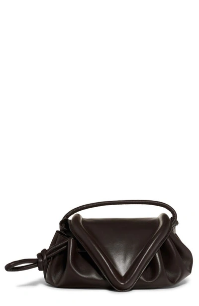 Shop Bottega Veneta Small Beak Triangle Flap Leather Shoulder Bag In Black-gold