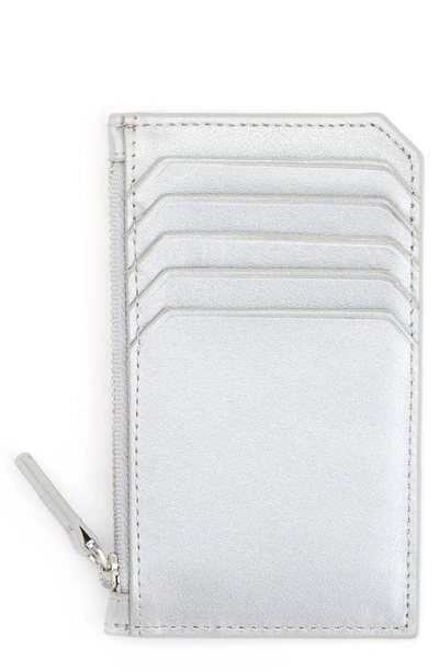 Shop Royce New York Zip Leather Card Case In Silver