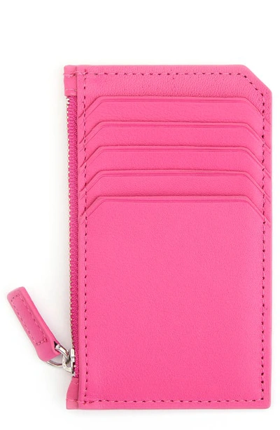 Shop Royce New York Zip Leather Card Case In Bright Pink