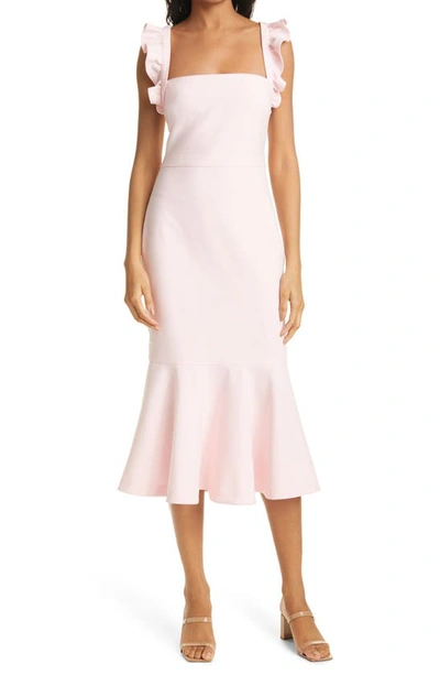 Shop Likely Hara Ruffle Strap Midi Dress In Rose Shadow