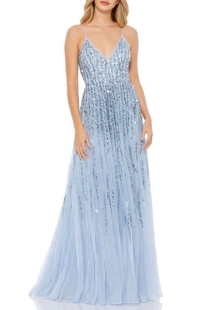 Shop Mac Duggal Sequin Tulle Gown In Fusion Blue
