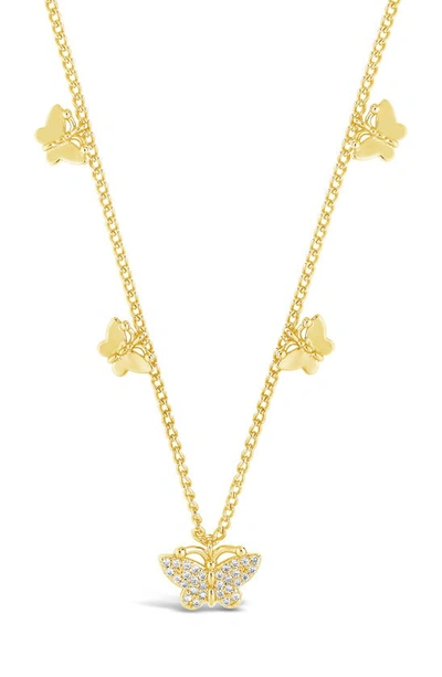 Shop Sterling Forever Butterfly Choker Necklace In Gold
