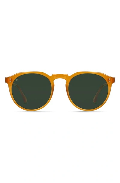 Shop Raen Remmy 49mm Tinted Round Sunglasses In Honey/ Bottle Green