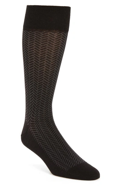 Shop Cole Haan Geometric Dress Socks In Black