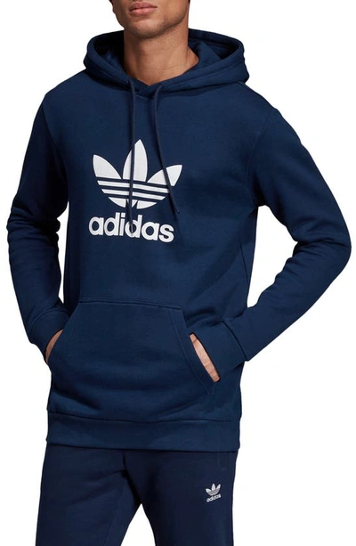 Shop Adidas Originals Trefoil Hoodie In Collegiate Navy/ White