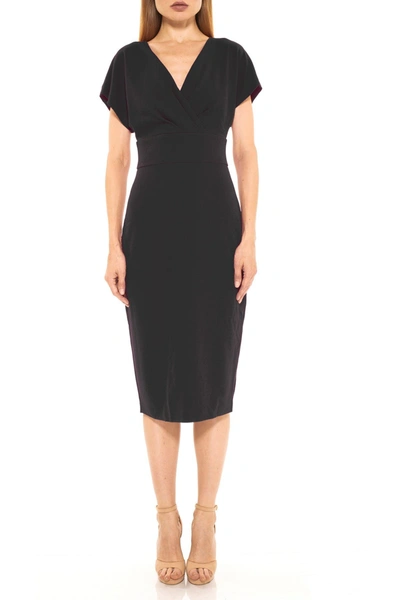 Alexia Admor Naomi Drape Surplice Neck Sheath Dress In Black
