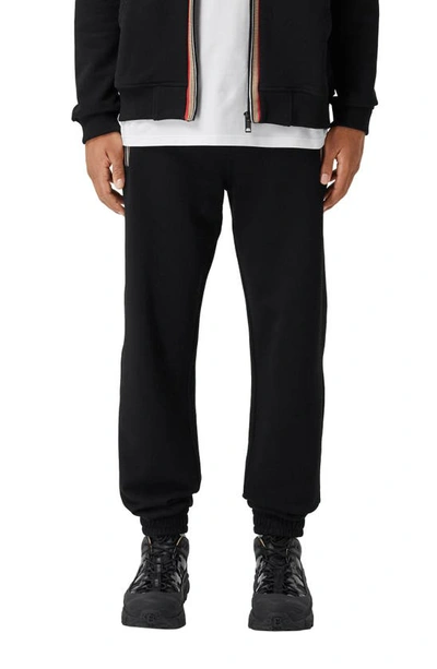 Shop Burberry Barns Icon Stripe Organic Cotton Joggers In Black