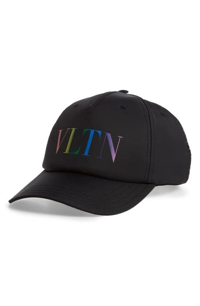 Shop Valentino Vltn Logo Baseball Cap In Nero/ Multicolor