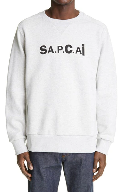 Shop A.p.c. X Sacai Tani Logo Sweatshirt In Pebbled Heathered Light Grey
