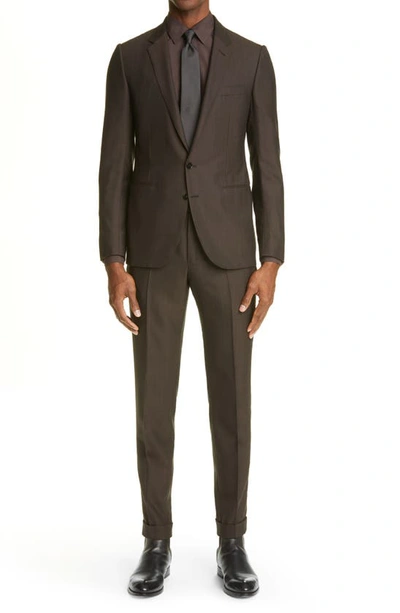 Shop Ermenegildo Zegna Achillfarm Wool & Silk Suit In Dark Brown